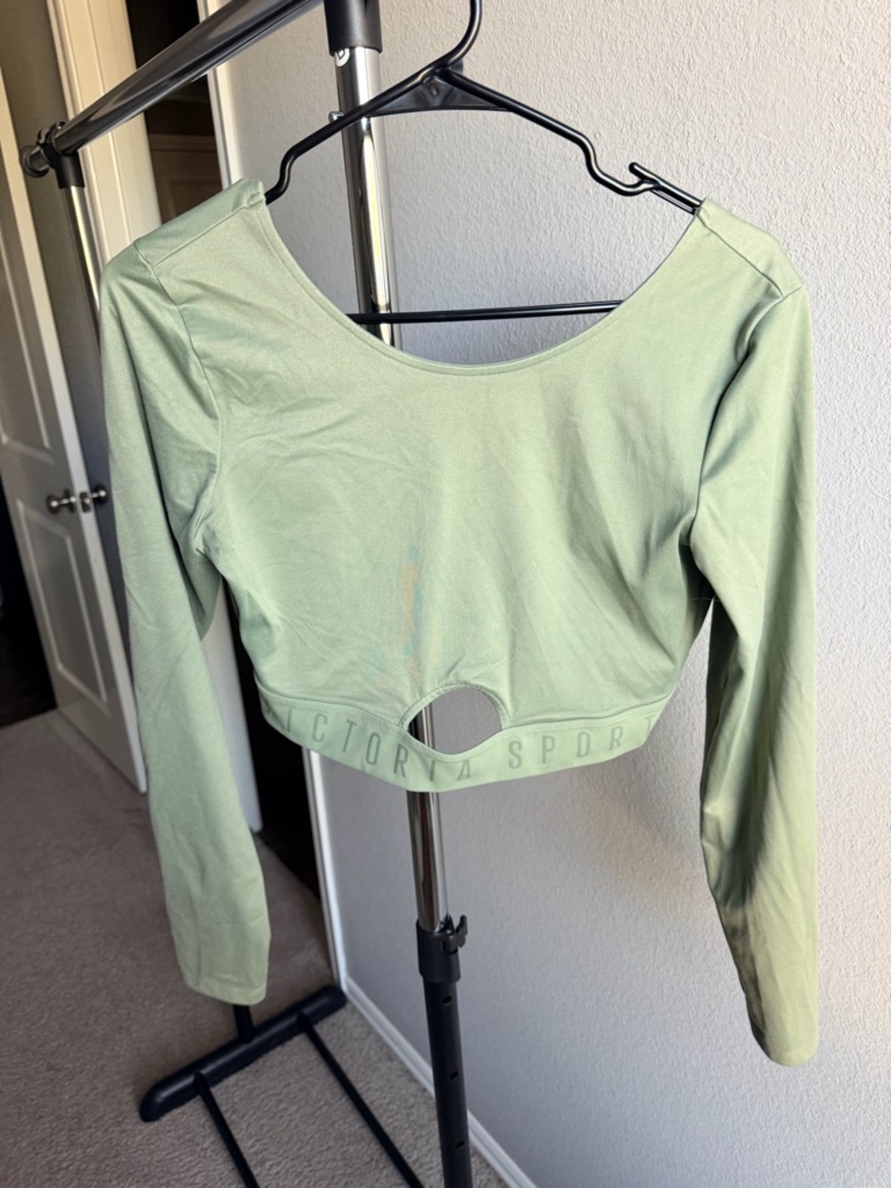 Victoria's Secret Light Green Long Sleeve Crop Top with Keyhole